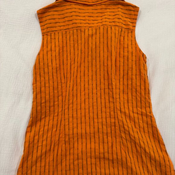 Coldwater Creek Orange Striped Sleeveless Button Down Blouse Women’s Large Boho - Picture 8 of 12